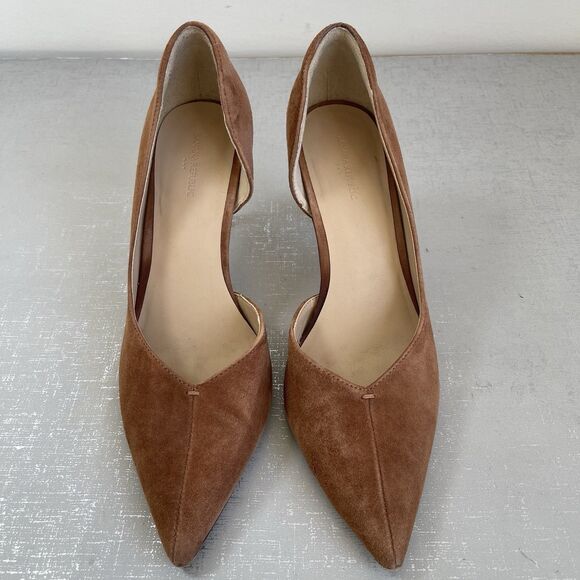 Banana Republic Brown Suede Pointed Toe Heels 9 M Preppy Party Classic Pumps - Picture 1 of 16